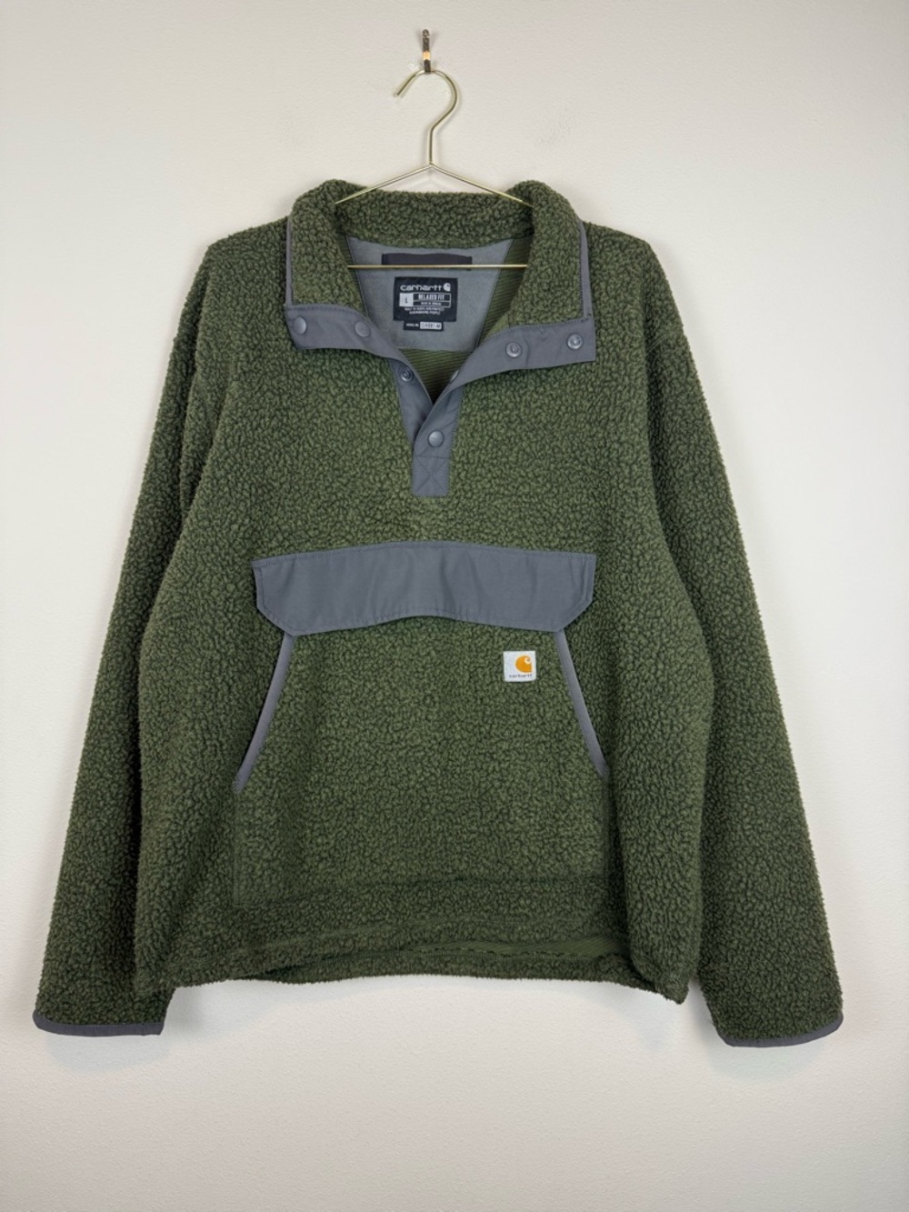 Carhartt Men’s Relaxed Fit Fleece Pullover Green Size Large